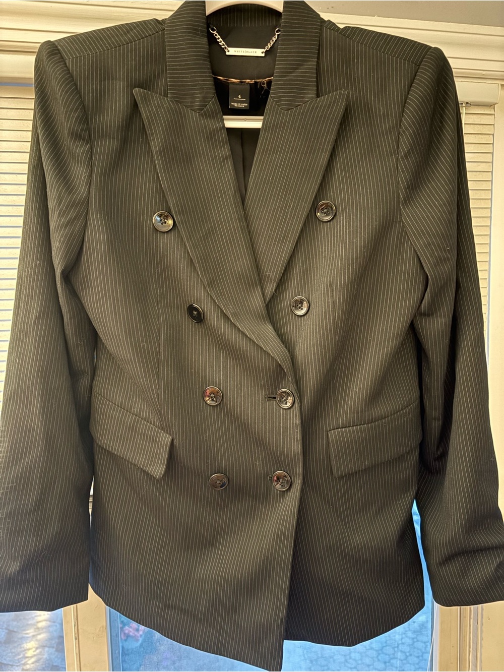 White House Black Market Black Pinstripe Blazer